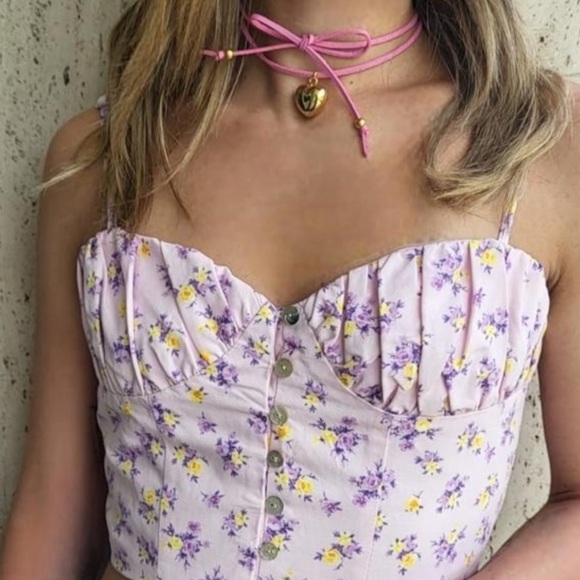 NWT Zara Floral Corset Crop Top - Picture 1 of 10